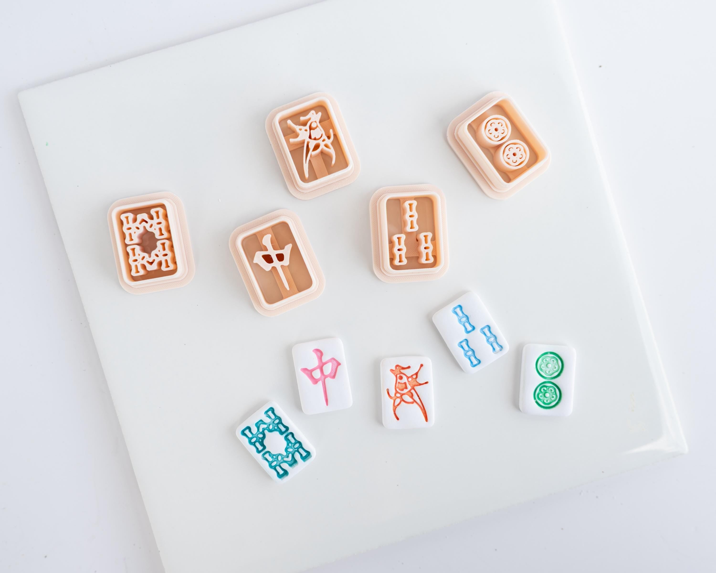 Mahjong Tile Clay Cutters, Embossed (Set of 5 Designs)