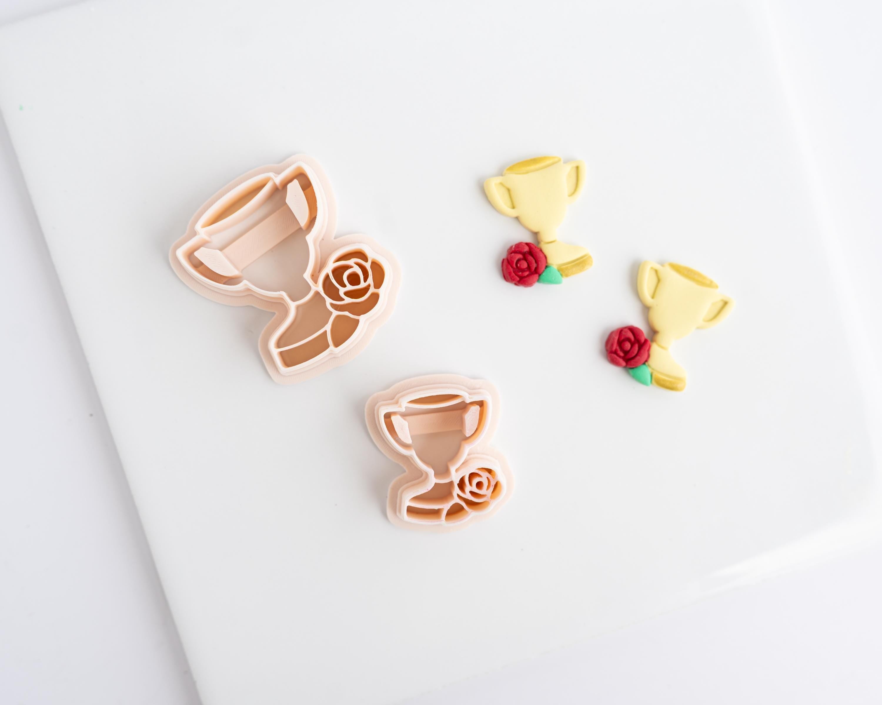 Trophy - Derby Collection - Embossed Award with Rose Clay Cutter for Polymer Clay