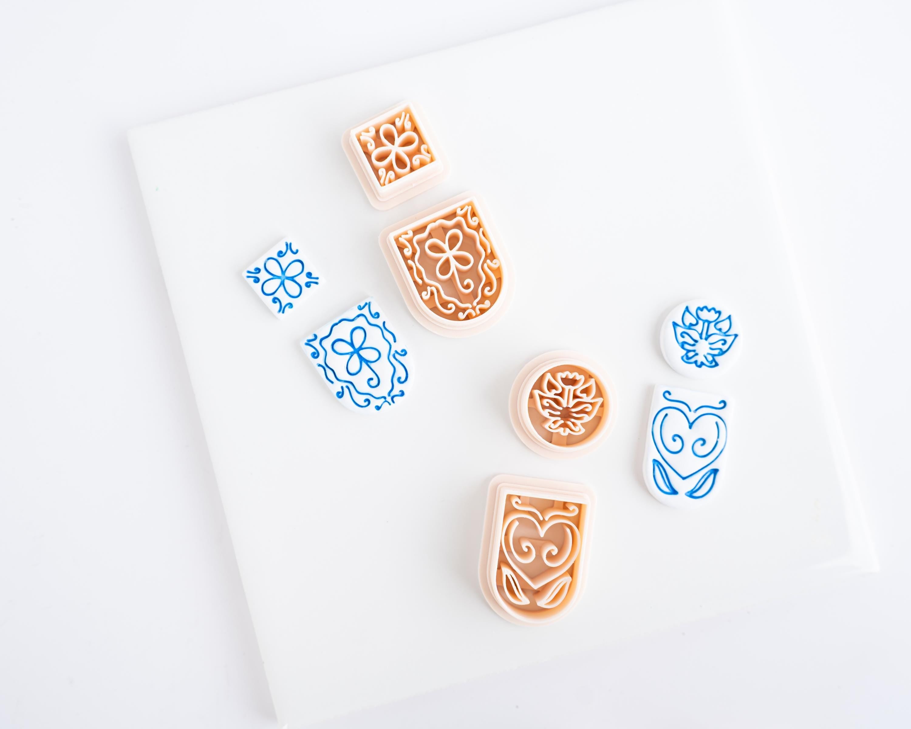 Summer Tulip Dangle: Embossed Mix and Match Polymer Clay Earring Cutter