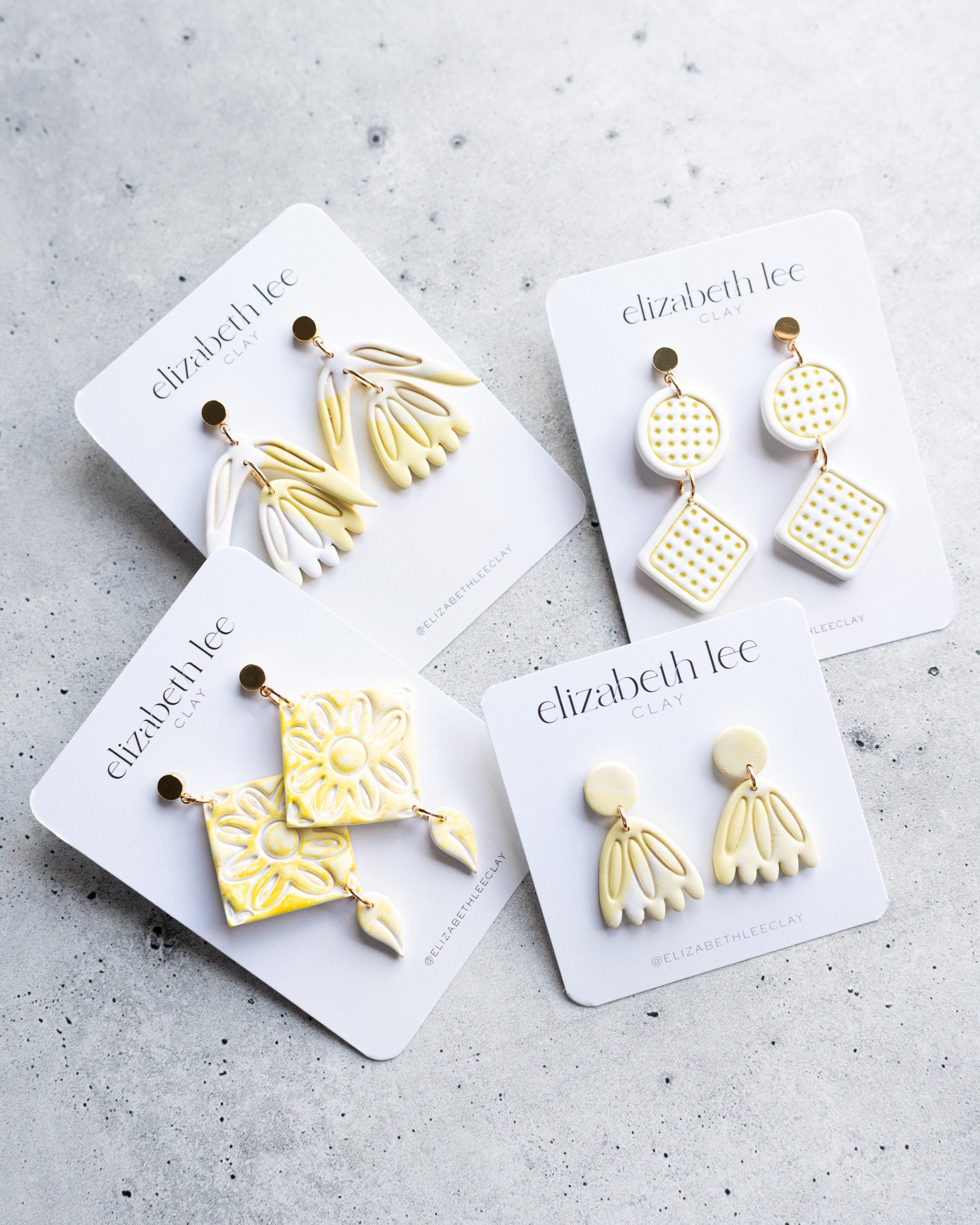 Sunny Leaf: Embossed Polymer Clay Earring Cutter - 2 piece statement earring set