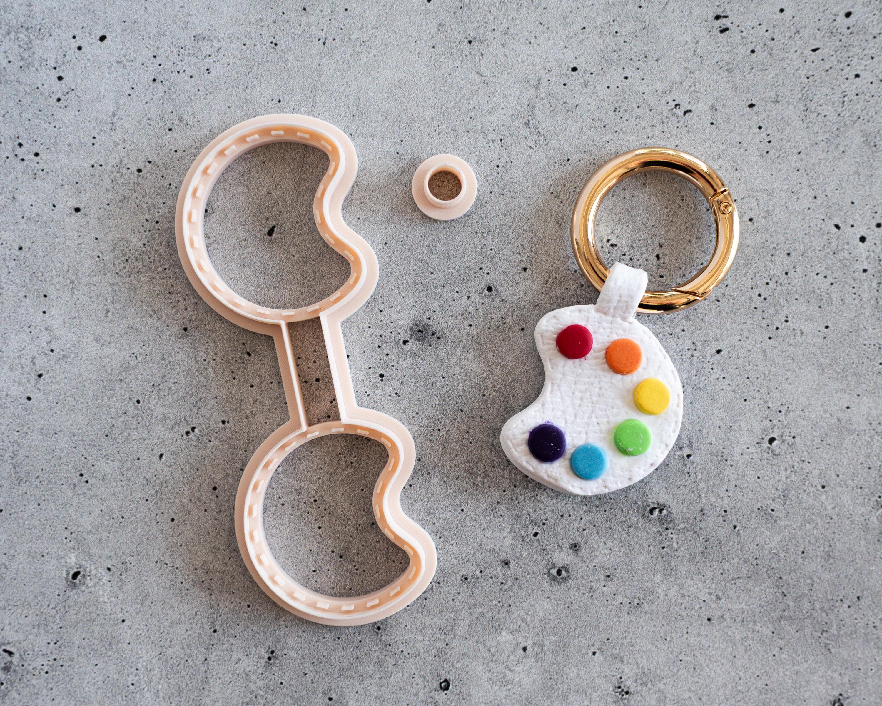 Paint Palette - Stitched Clay Leather Effect Keychain