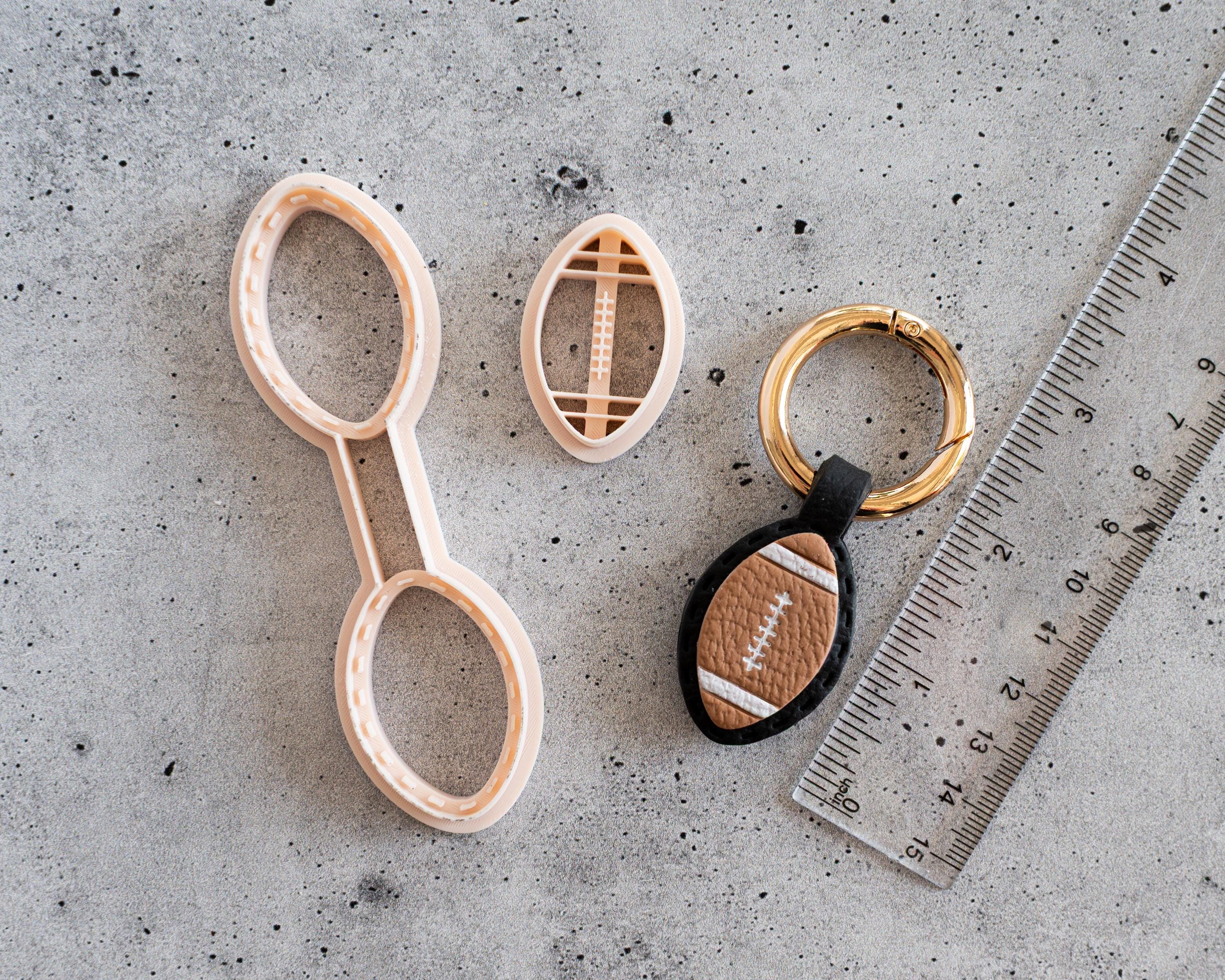 Football - Stitched Clay Leather Effect Keychain