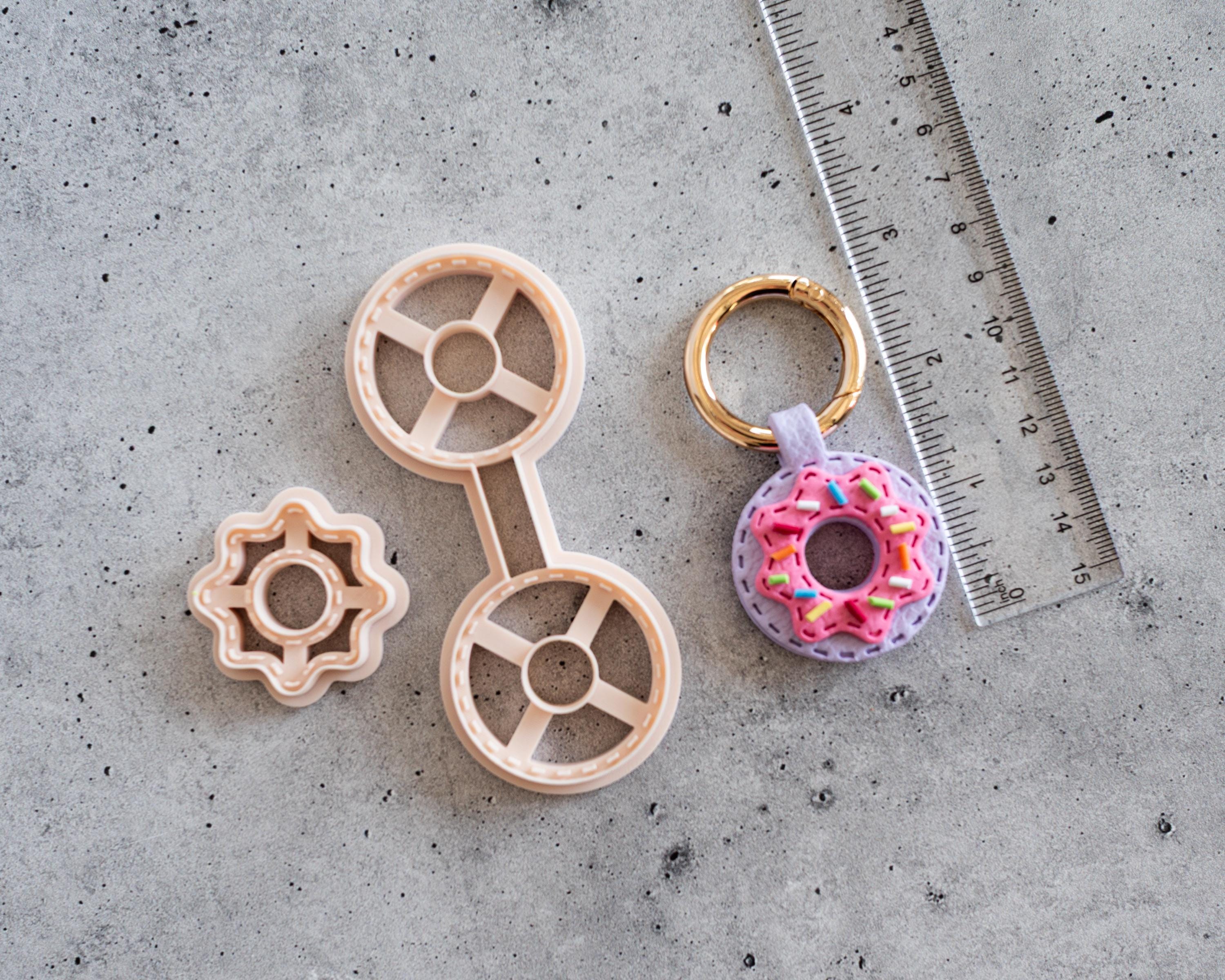 Donut - Stitched Clay Leather Effect Keychain
