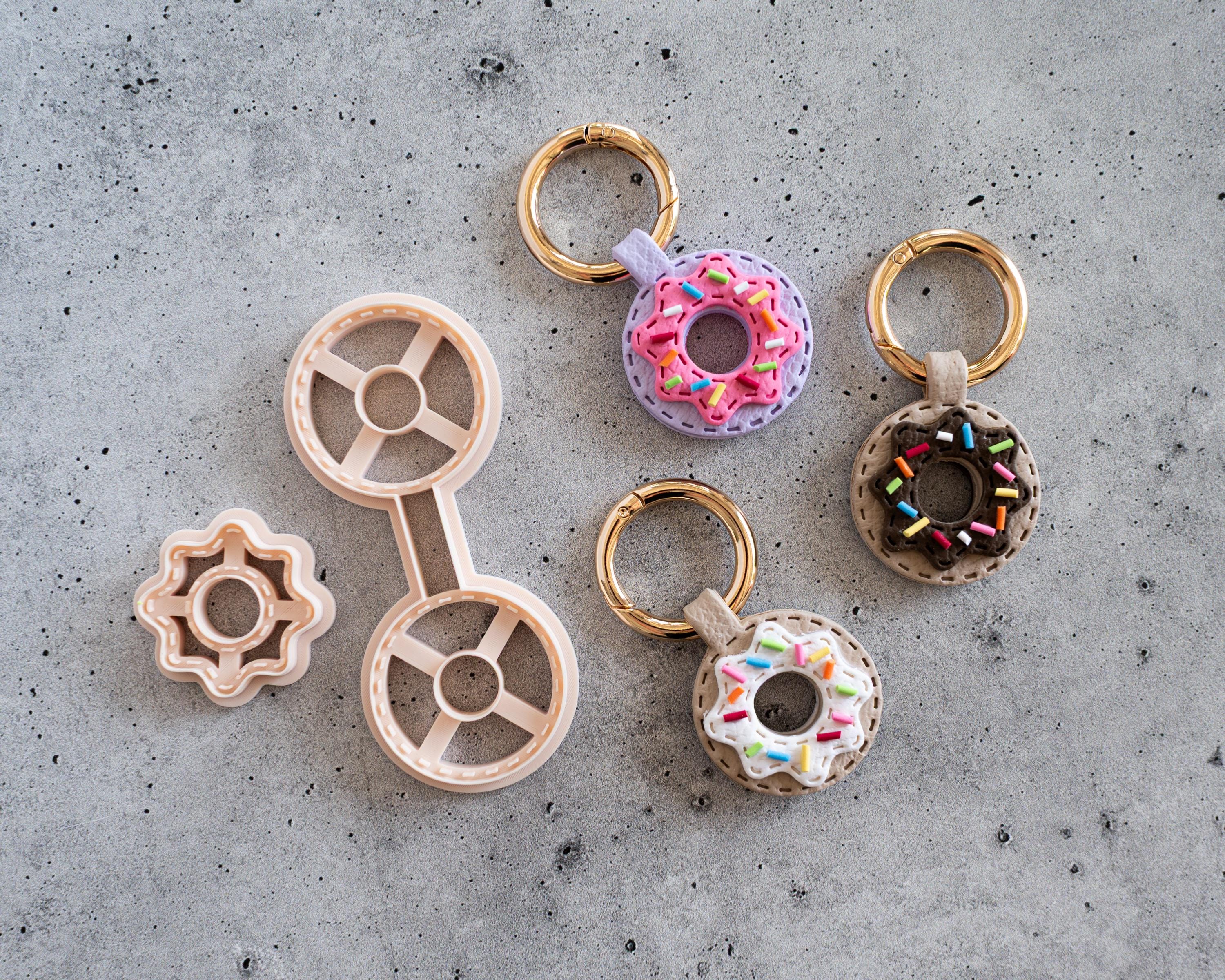 Donut - Stitched Clay Leather Effect Keychain