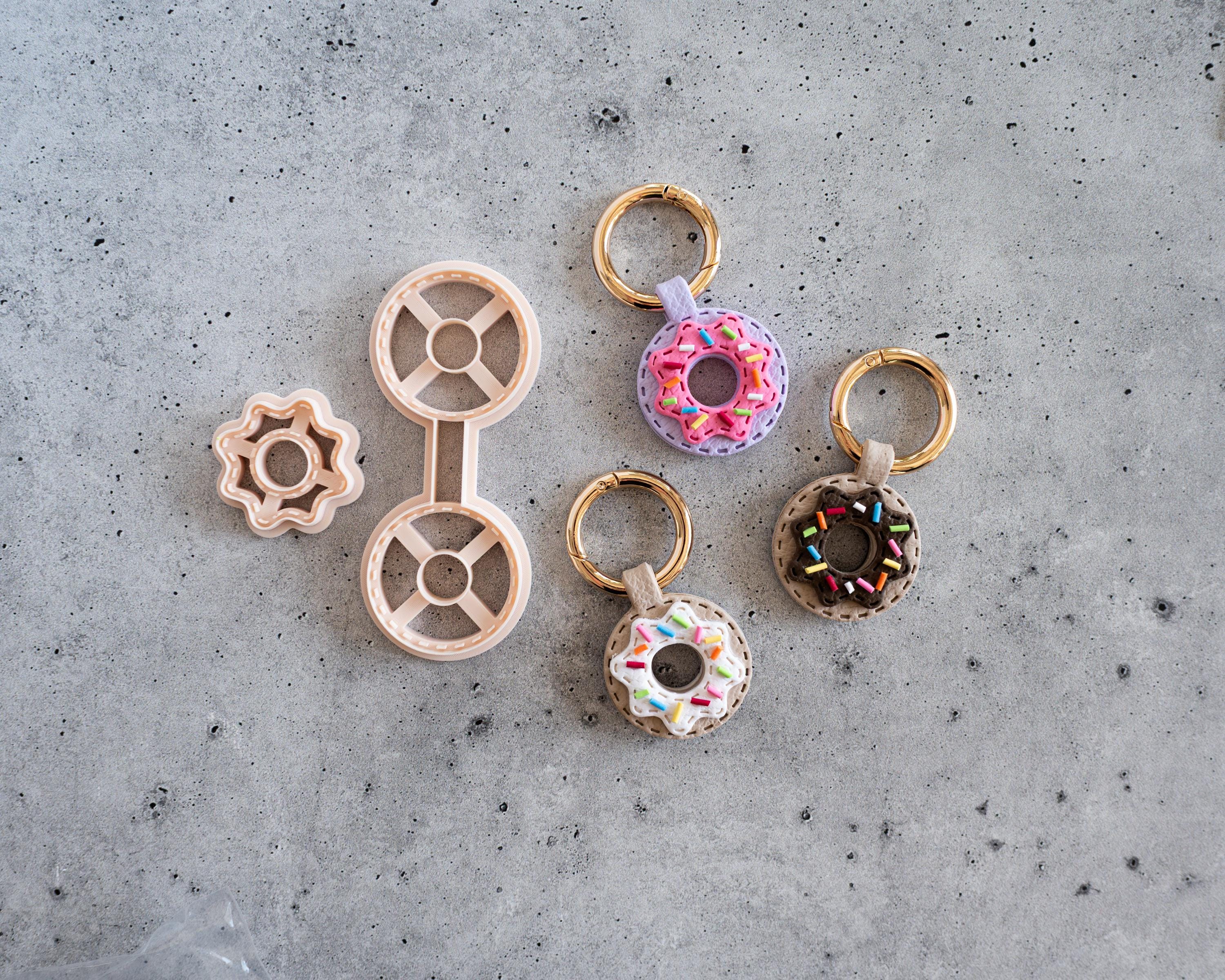 Donut - Stitched Clay Leather Effect Keychain