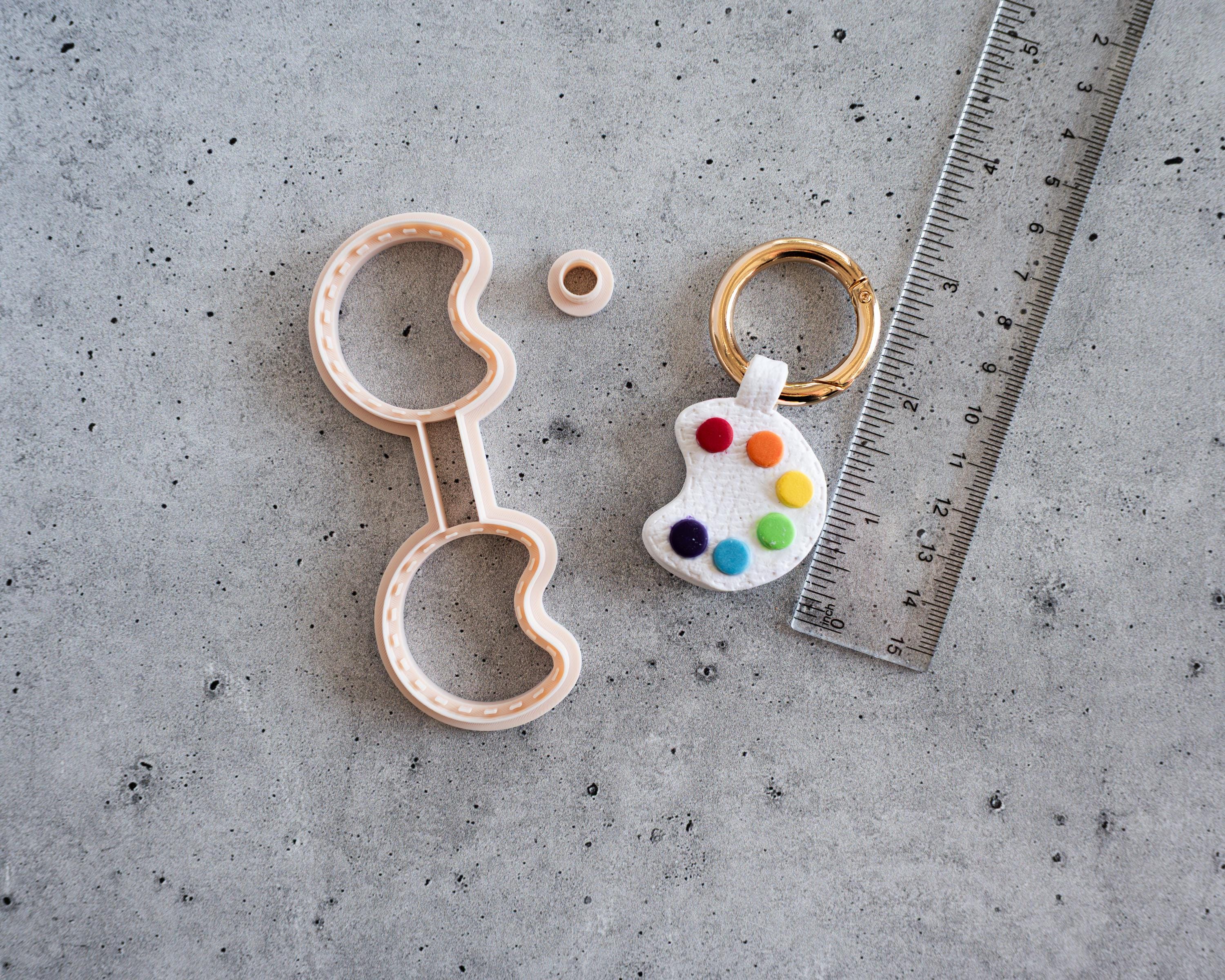 Paint Palette - Stitched Clay Leather Effect Keychain