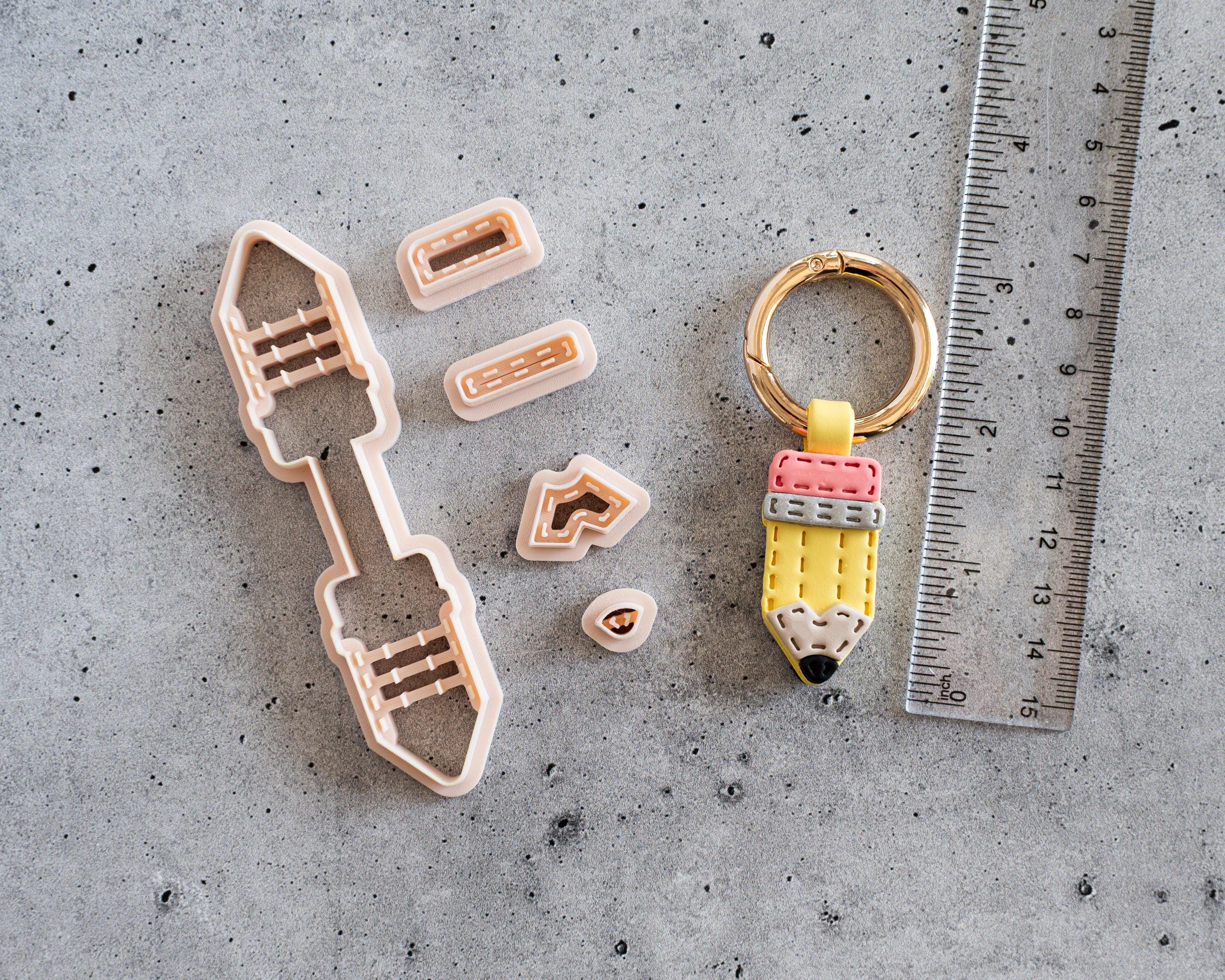 Pencil - Stitched Clay Leather Effect Keychain