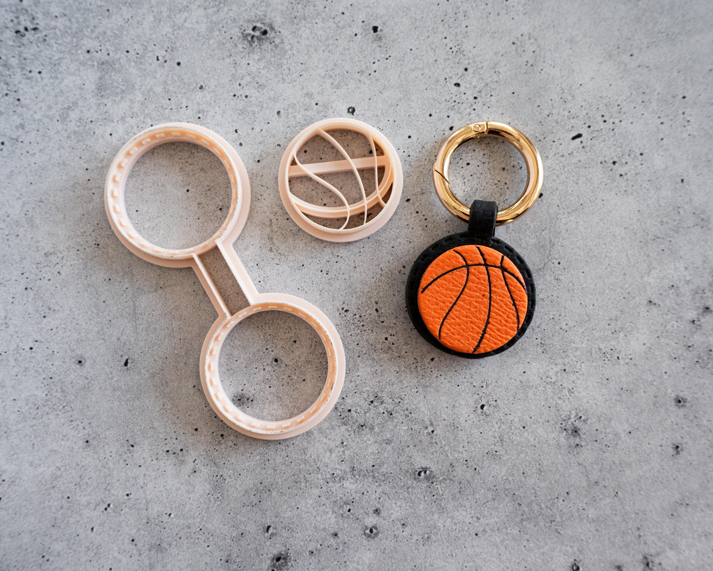 Basketball - Stitched Clay Leather Effect Keychain