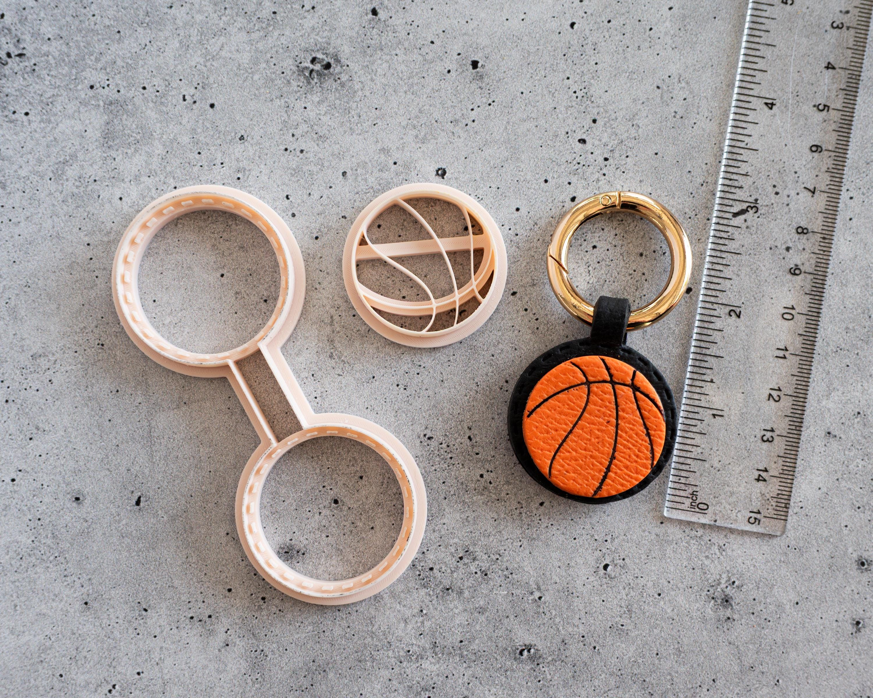 Basketball - Stitched Clay Leather Effect Keychain