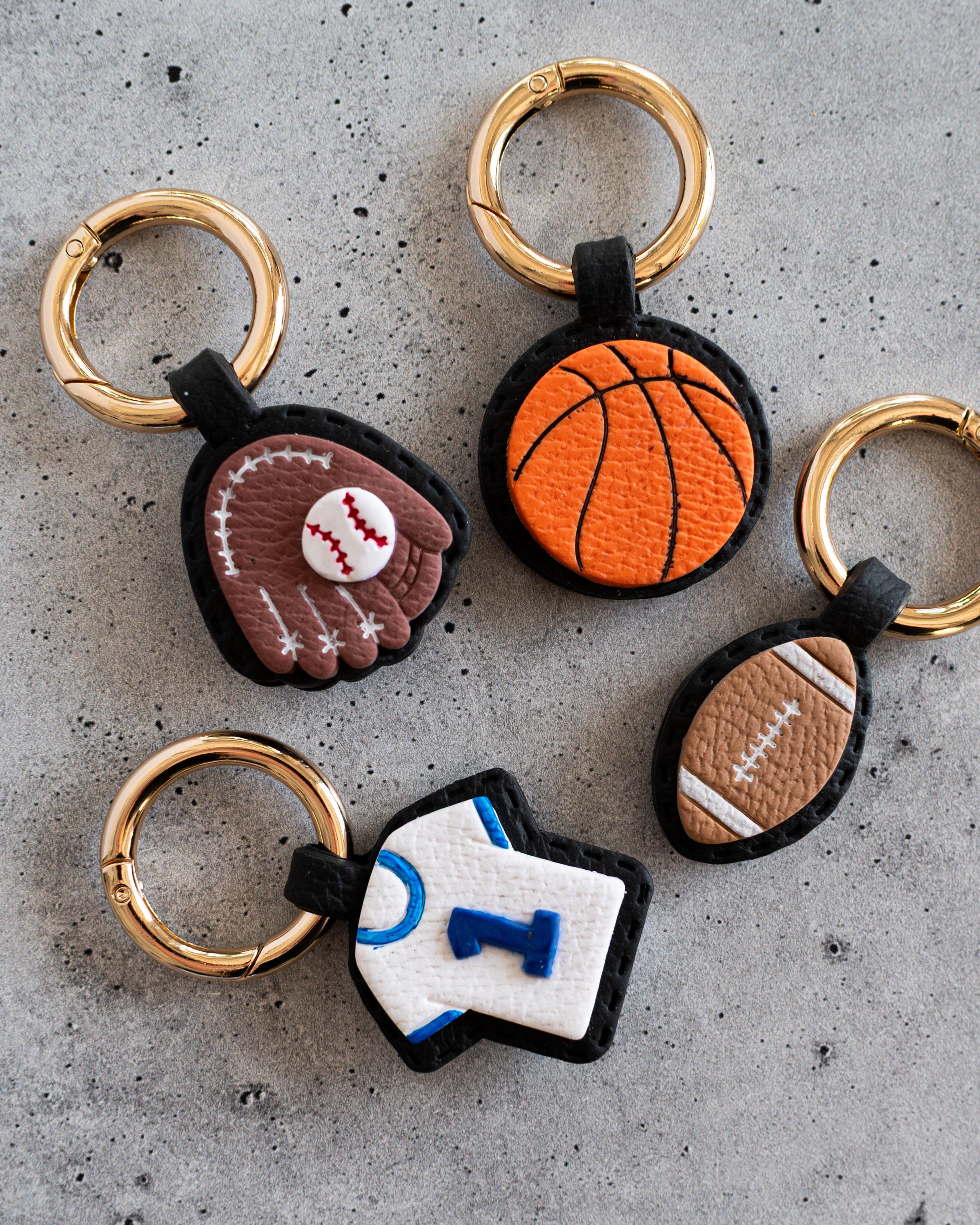 Football - Stitched Clay Leather Effect Keychain