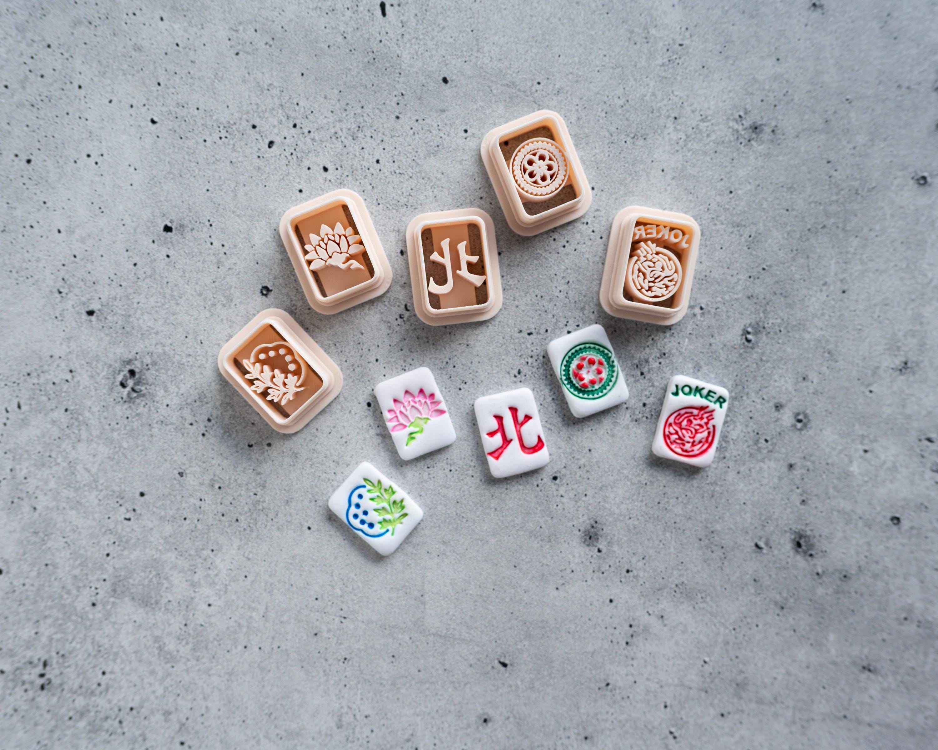 Mahjong Set 2: Tile Clay Cutters, Embossed (Set of 5 Designs)