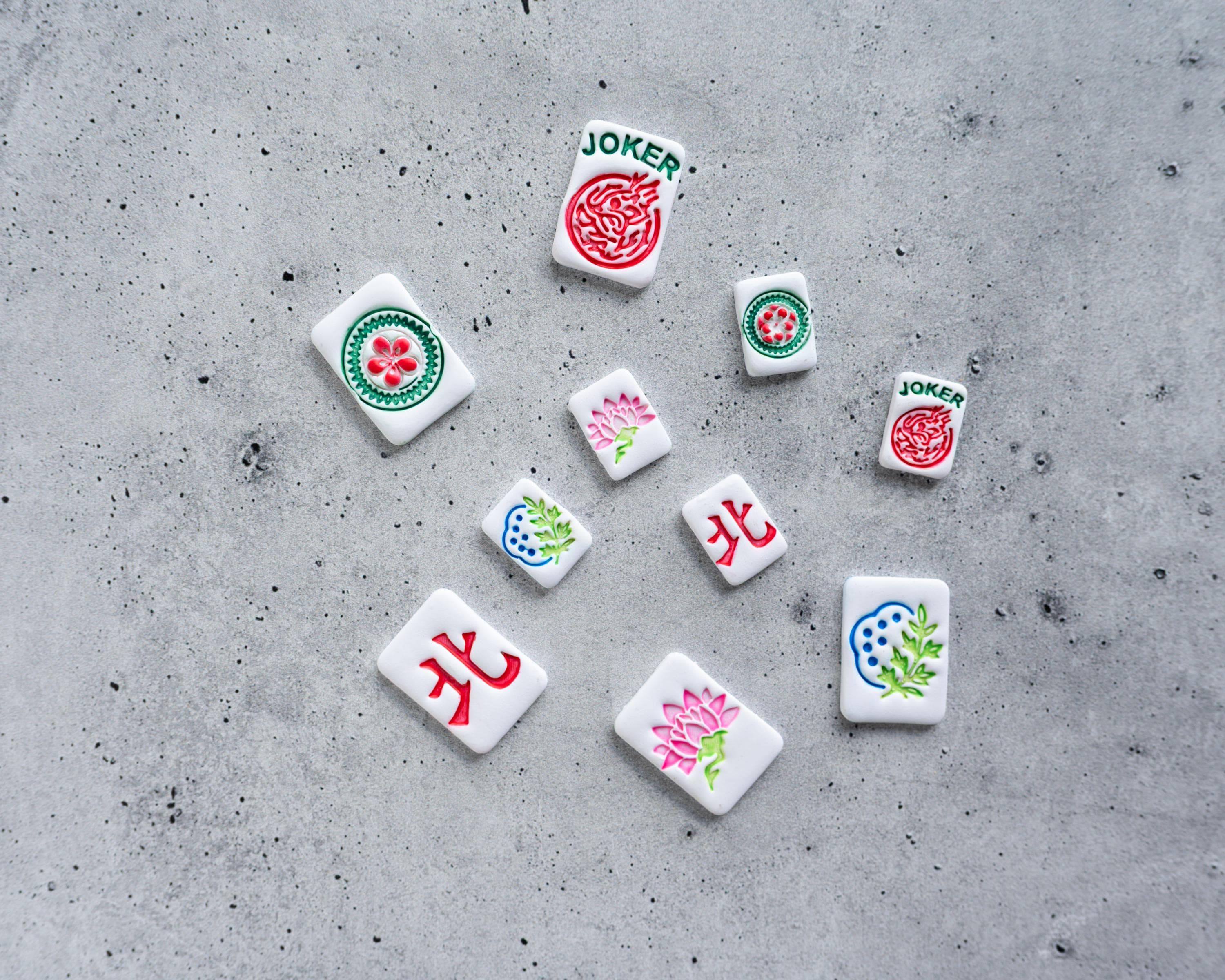Mahjong Set 2: Tile Clay Cutters, Embossed (Set of 5 Designs)
