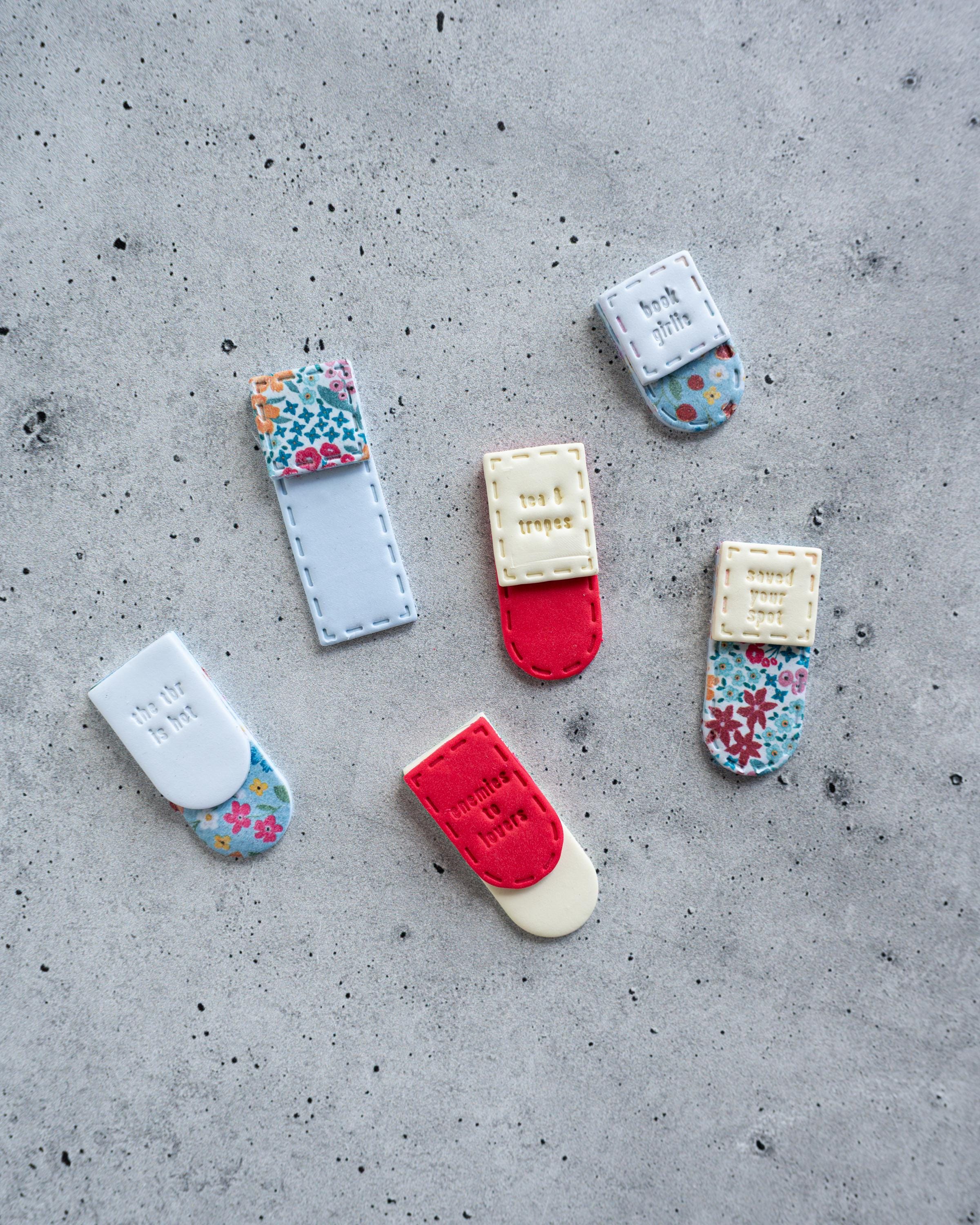 Small Bookmark Stamps - Short Book mark Clay Stamp for Bookish Fans