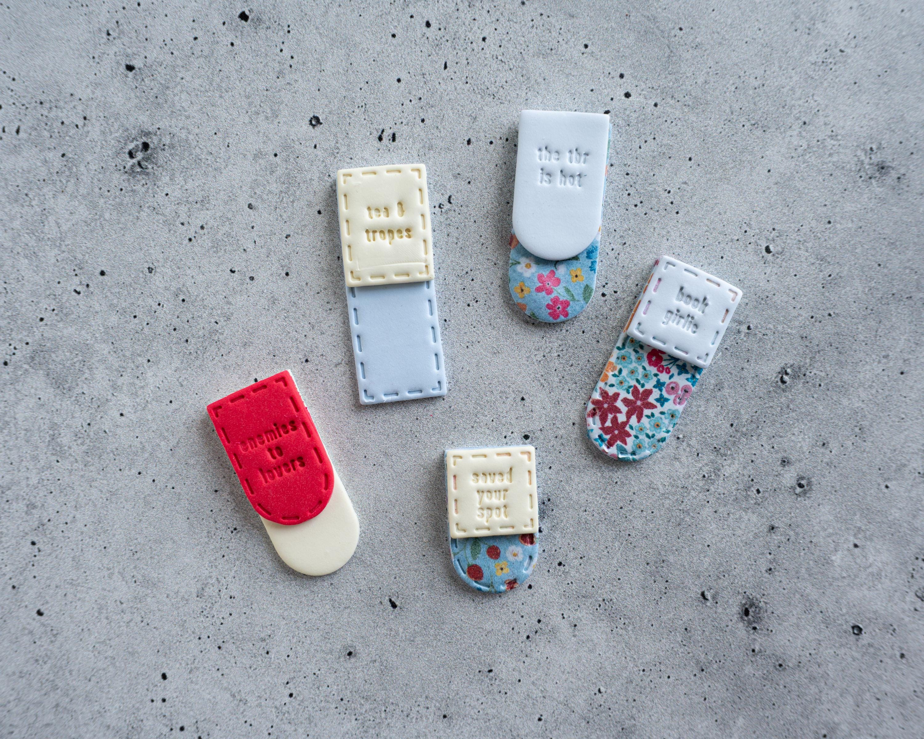 Small Bookmark Stamps - Short Book mark Clay Stamp for Bookish Fans