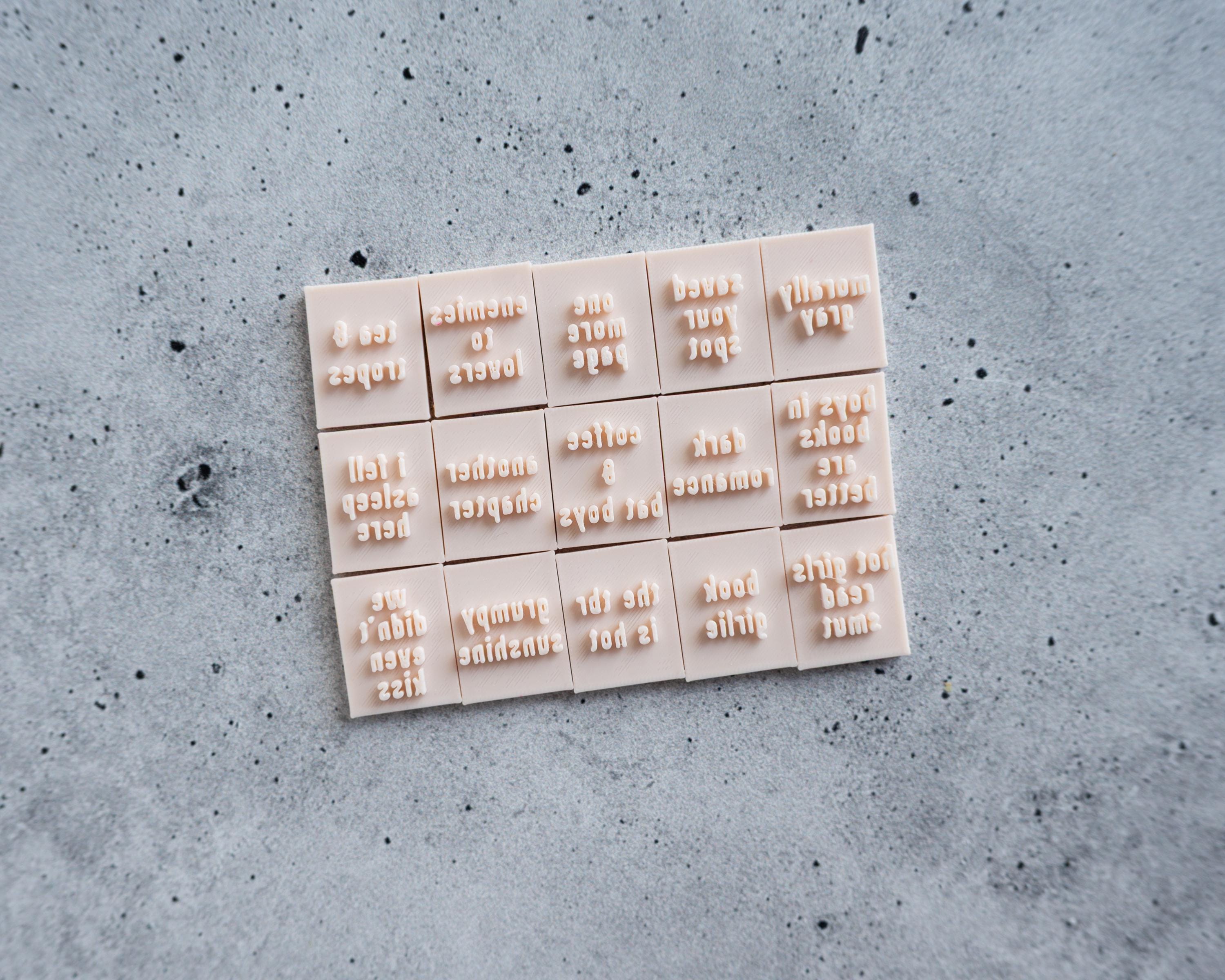 Small Bookmark Stamps - Short Book mark Clay Stamp for Bookish Fans