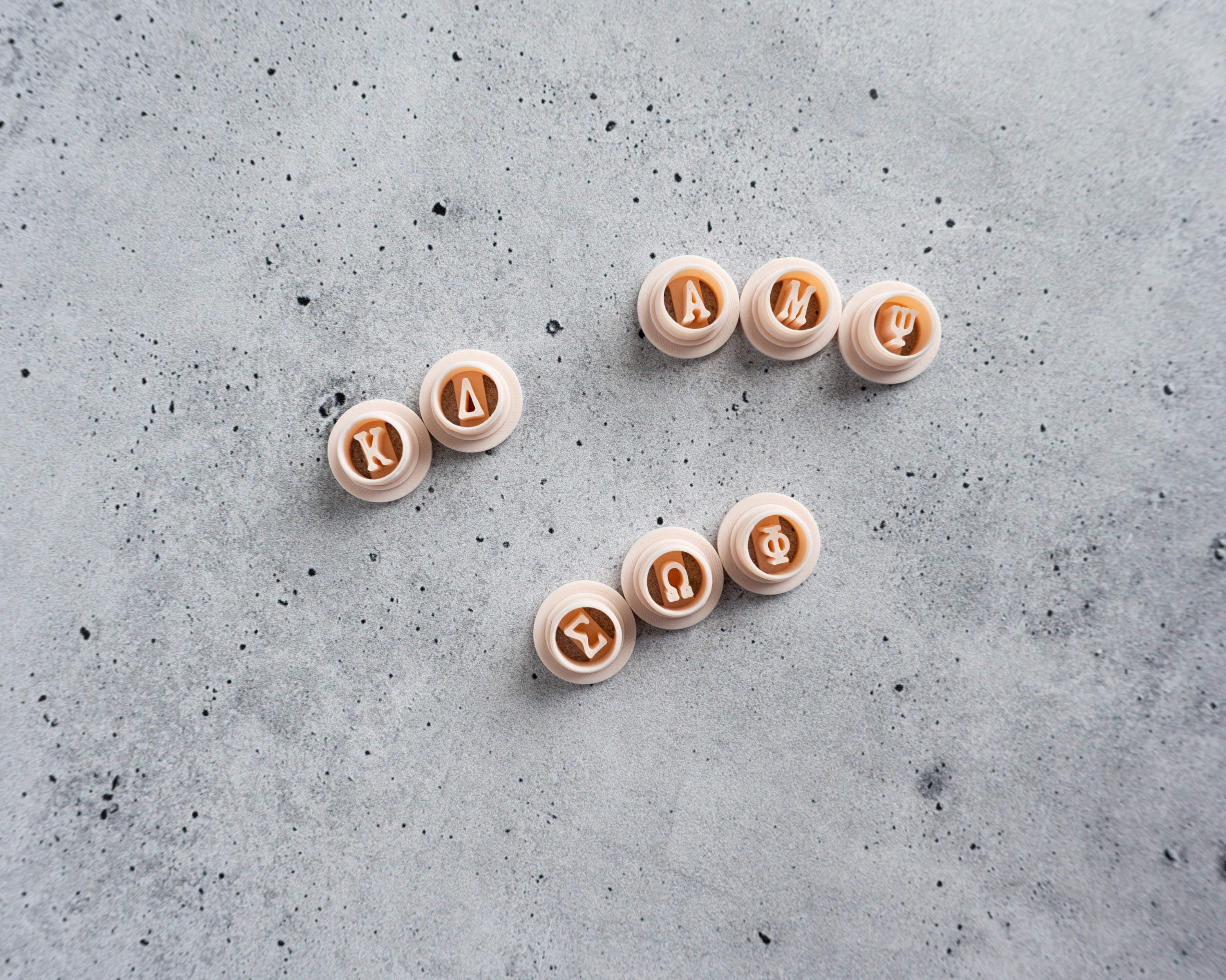 Greek Typewriter Key Clay Cutters: Stud Earring Size