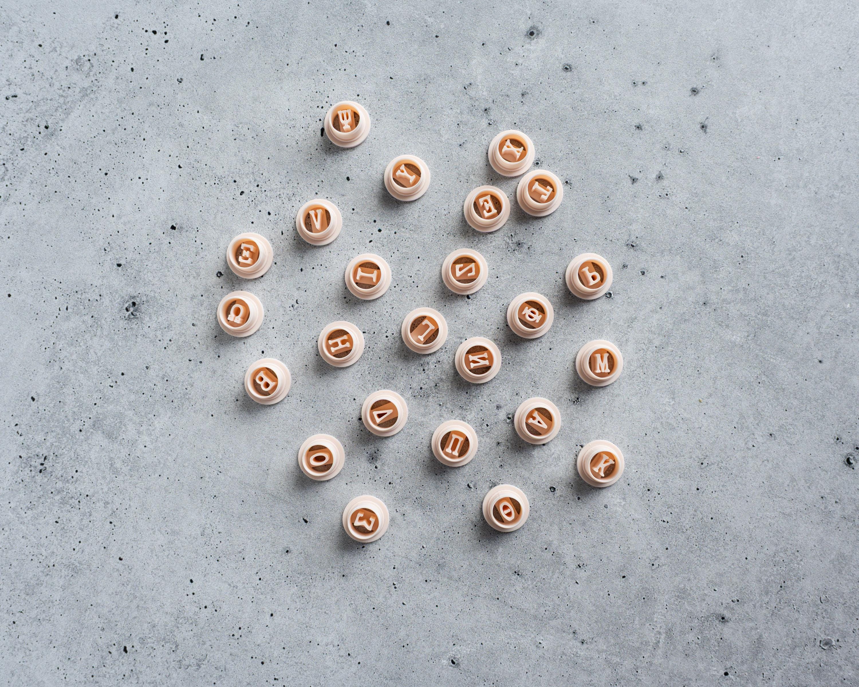 Greek Typewriter Key Clay Cutters: Stud Earring Size