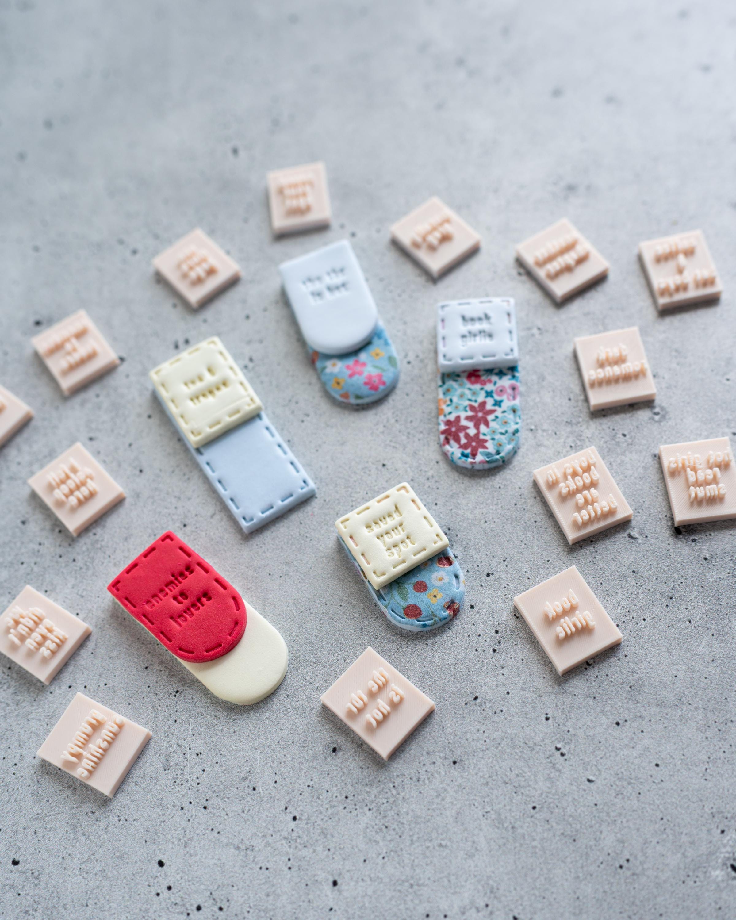 Small Bookmark Stamps - Short Book mark Clay Stamp for Bookish Fans