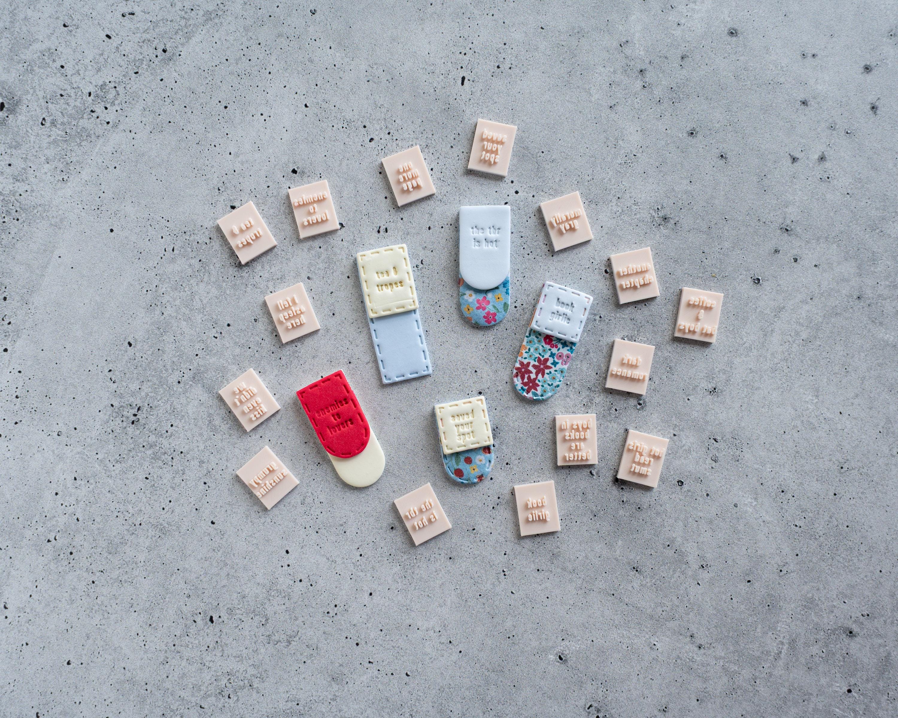 Small Bookmark Stamps - Short Book mark Clay Stamp for Bookish Fans
