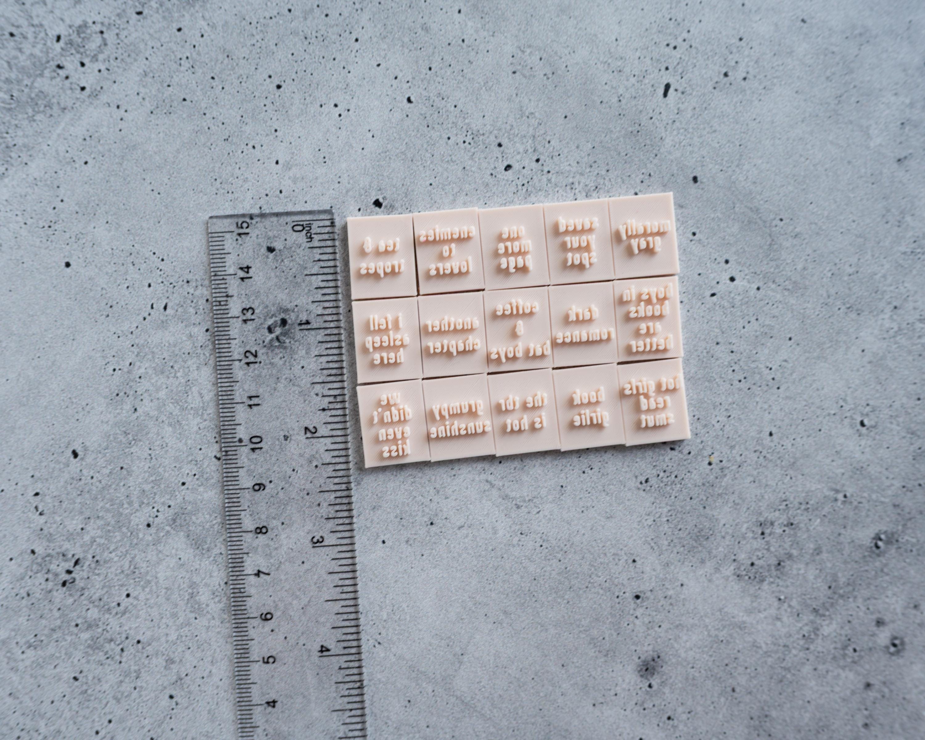 Small Bookmark Stamps - Short Book mark Clay Stamp for Bookish Fans