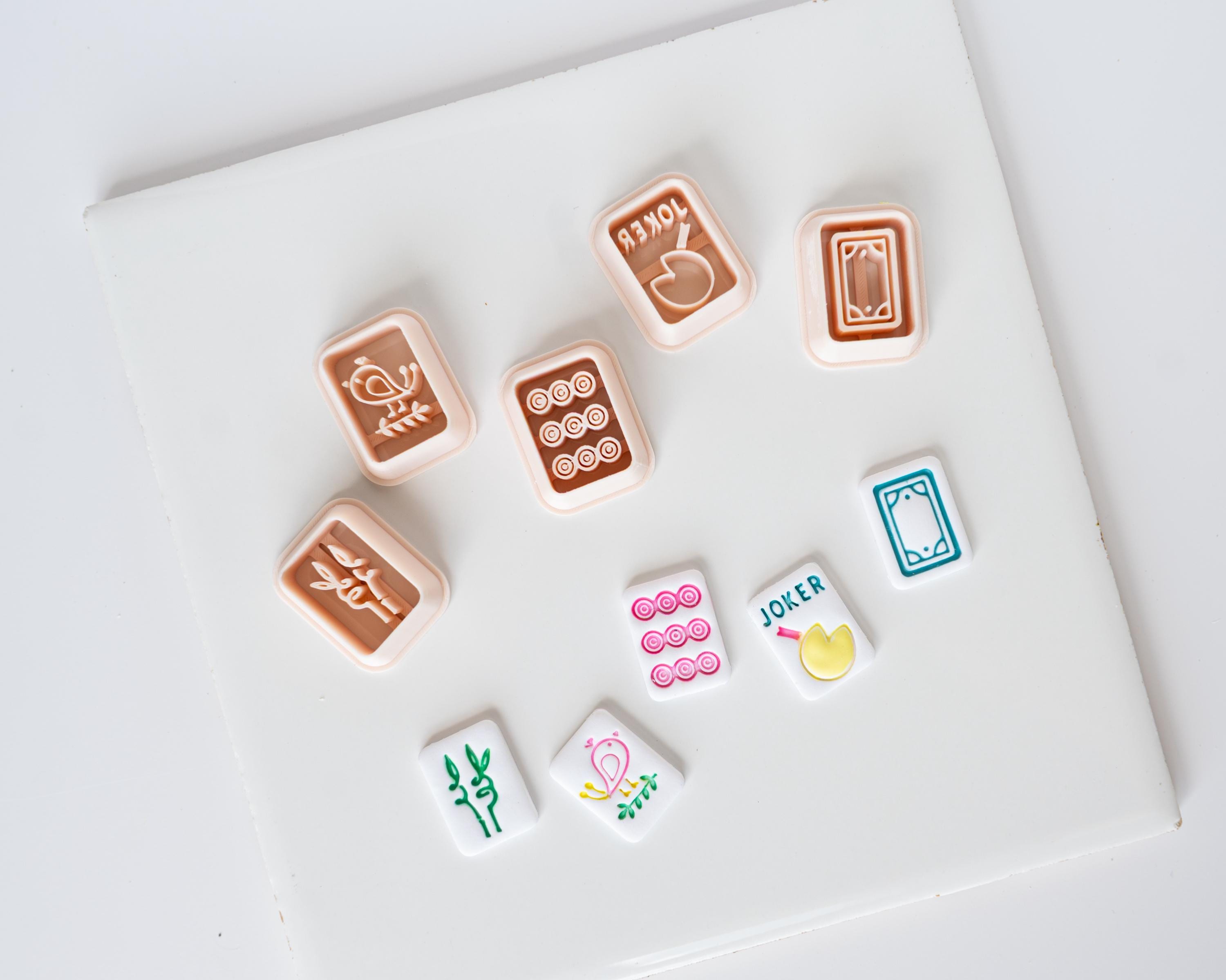 Mahjong Tile Clay Cutters - SET 4: The Cuties |  Embossed (Set of 5 Designs)